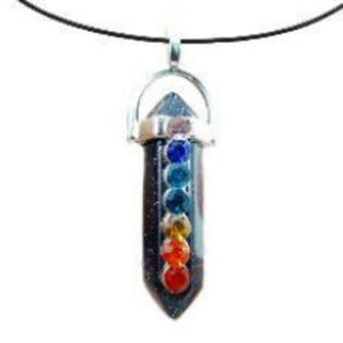 Chakra Healing Crystal Black & Blue Goldstone Pendant Necklace - AttractionOil.com