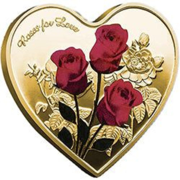 Gold Heart Coin Rose I Love You Keepsake Gift - AttractionOil.com