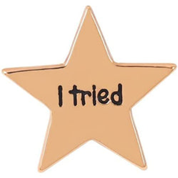 "I Tried" Gold Star Metal Lapel Pin - AttractionOil.com