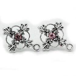 Gothic Cross Pierced Earring w/ Pink Crystal - AttractionOil.com