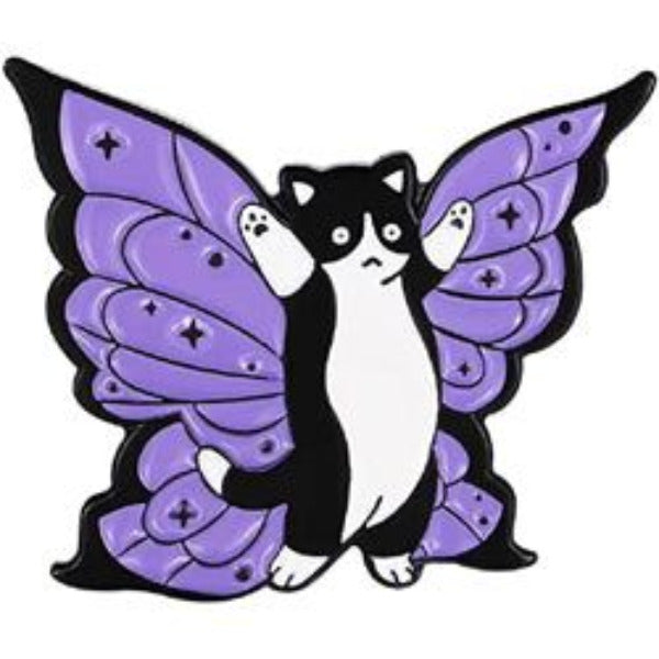 Purple Fairy Butterfly Wings Enamel Cat Pin - AttractionOil.com