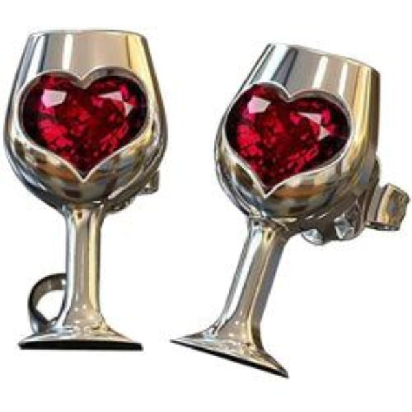 Red Crystal Wine Glass Stud Earrings - AttractionOil.com