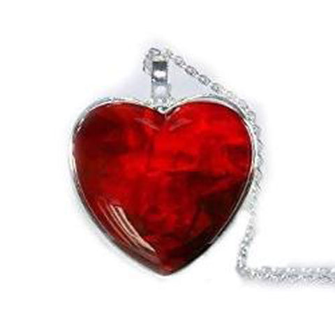 Red Heart Glass Cabochon Necklace - AttractionOil.com