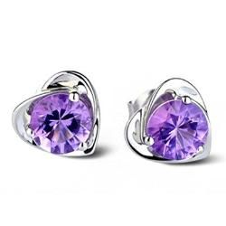 Silver Purple Crystal Earrings - AttractionOil.com