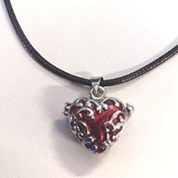 Silver Red Enamel Heart Locket Necklace - AttractionOil.com