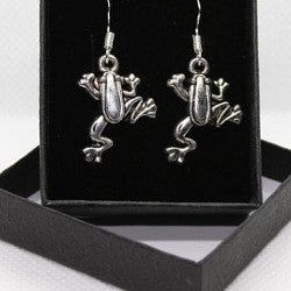 Tibetan Silver Dangle Frog Earrings - AttractionOil.com