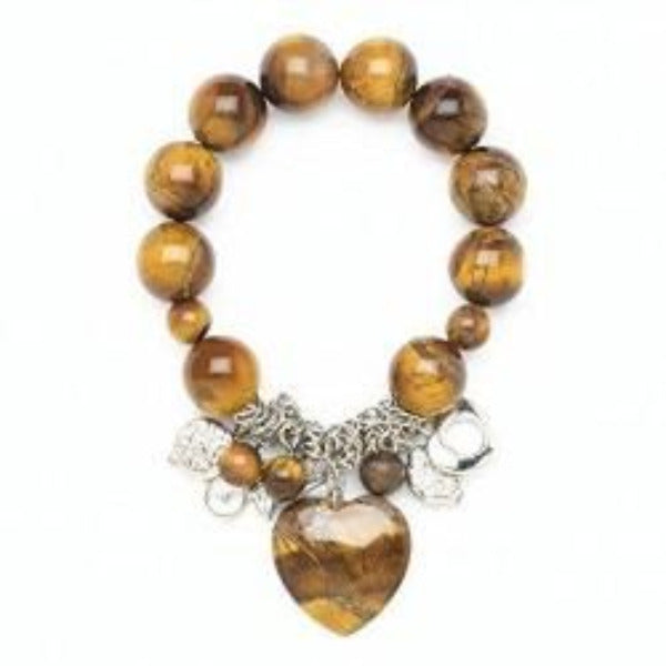 Tigers Eye Heart Stretch Bracelet - AttractionOil.com