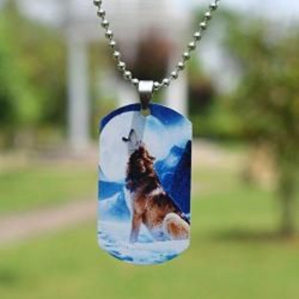 Wolf Dog Tag Pendant Necklace - AttractionOil.com