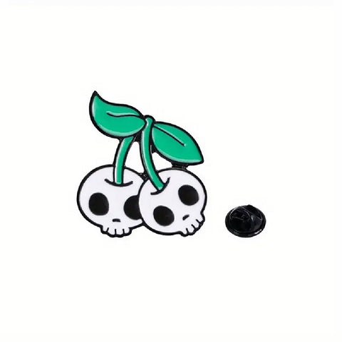 Cute Gothic Cherry Skulls Enamel Pin