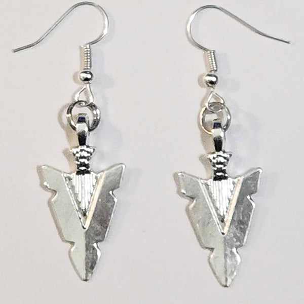 Silver Arrowhead Dangle Earrings